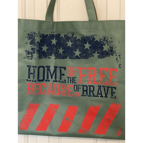 Tunnel to Towers Green Home of the Free Because The Brave Tote Bag 15x15 Reuse - Picture 3 of 5